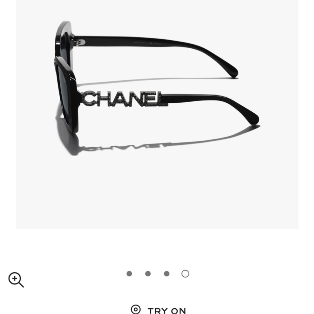 CHANEL Black Sunglasses with Silver Logo